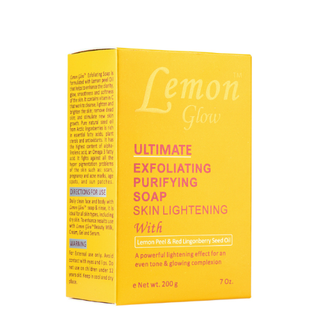 LEMON GLOW ® SAVON Exfoliant Purifiant Éclaircissant pour la peau.