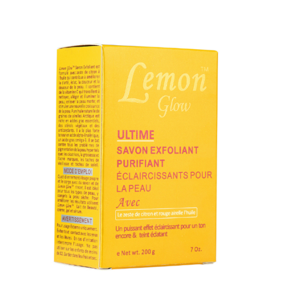 LEMON GLOW ® SAVON Exfoliant Purifiant Éclaircissant pour la peau. LEMON GLOW ® SAVON Exfoliant Purifiant Éclaircissant pour la peau.